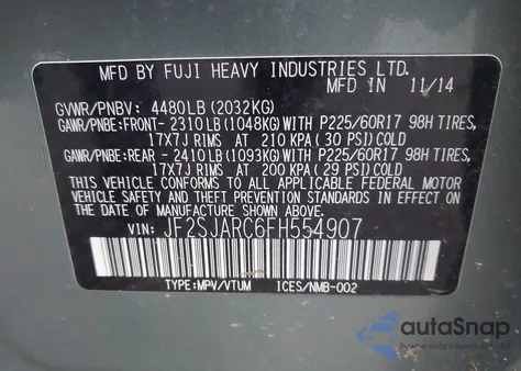 2015 Subaru Forester 2.5I Limited z USA, uszkodzony, nr VIN JF2SJARC6FH554907